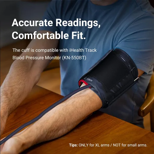 Vista 2 de iHealth Brazalete de presión arterial de repuesto extra grande para adultos (16.5-18.9 pulgadas, 16.5-18.9 in), compatible con monitor de presión