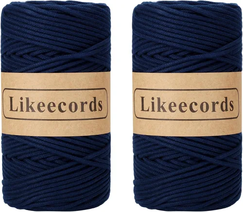 Vista 15 de Cordón de algodón trenzado de 0.11 pulgadas x 109 yardas, cuerda de algodón para macramé natural, estilo bohemio, para colgar plantas hechas a mano