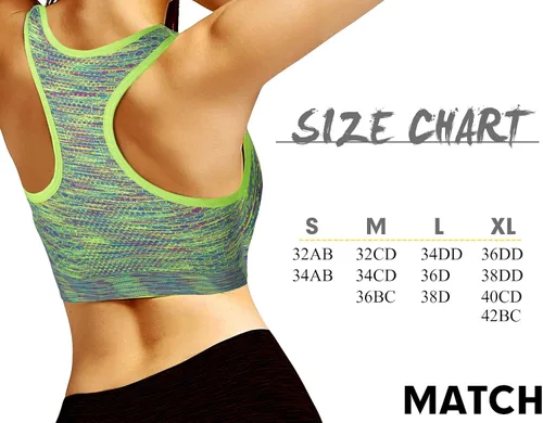 Vista 3 de Match - Brasier deportivo para mujer, sin varillas, sin costuras, con relleno, espalda cruzada, brasier de yoga para entrenamiento, gimnasio, ropa