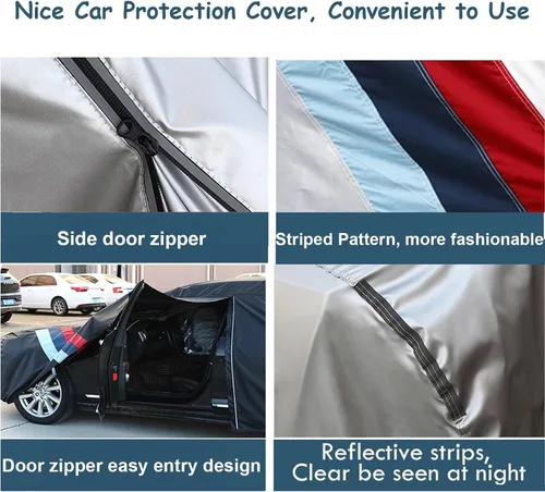 Vista 3 de Funda impermeable para Volvo C70 V40 V50 V60 XC40 XC90, para exteriores, impermeable, transpirable, grande, con cremallera, cubierta completa