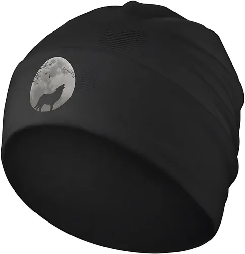 Vista 2 de Gorro de lana vikingo con diseño de lobo vikingo para hombre, impresión 3D, mito nórdico, Odin Fenrir para invierno, cálido, elástico, fino