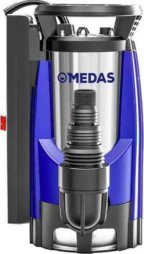 Vista 8 de MEDAS Bomba sumergible automática de 1/3 HP 2450 GPH, encendido/apagado automático con sensor inteligente, drena a 0.04 pulgadas, bomba de agua