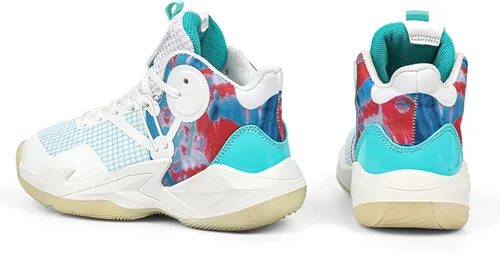 Vista 3 de DeoGinus Zapatos de baloncesto para niños, con amortiguación de aire, para niñas, zapatos de entrenamiento escolar, antideslizantes, para deportes