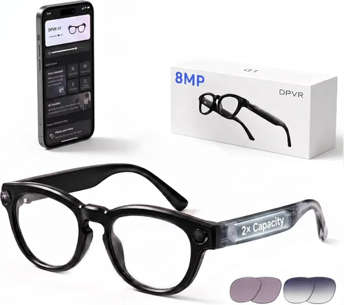 Vista 14 de DPVR G1 AI - Gafas inteligentes con cámara y Bluetooth, gafas de cámara de G1 Negro Carbón