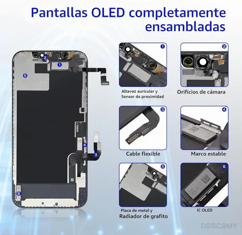 Vista 2 de [OLED] para iPhone 12 12 Pro Reemplazo de pantalla con altavoz frontal