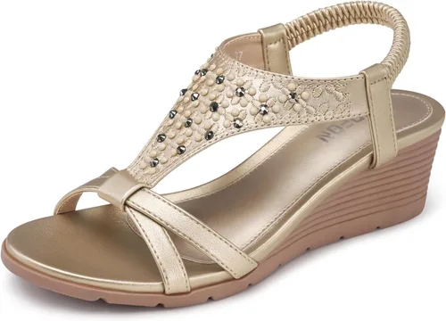 Vista 13 de TEMOFON Sandalias de plataforma elegantes de verano con tacón bajo para 25-albaricoque