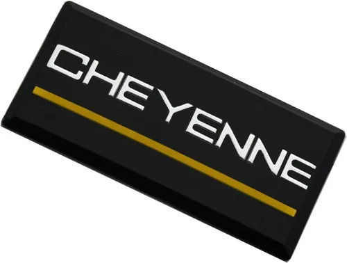Vista 4 de SSDD 2 emblemas de cabina Cheyenne de repuesto para pilar de techo lateral Chevrolet 88-94 placa de identificación 3D (cromo/amarillo)