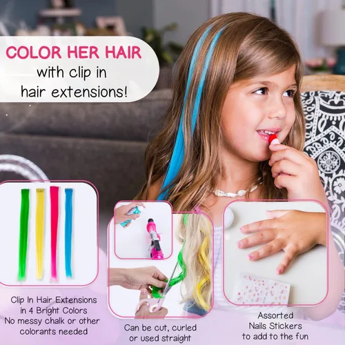 Vista 5 de Kit de maquillaje de simulación para niñas pequeñas con bolso de unicornio: juego de juguetes de maquillaje falso (no real) para niños pequeños