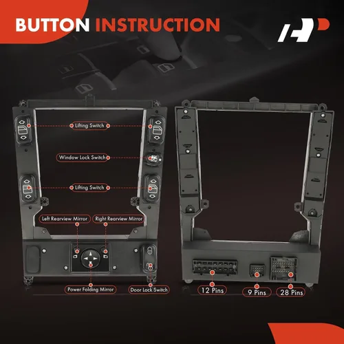 Vista 4 de A-Premium Interruptor de ventana eléctrica de consola de control central compatible con Mercedes-Benz W163 Series ML350, ML500, 2004 2005