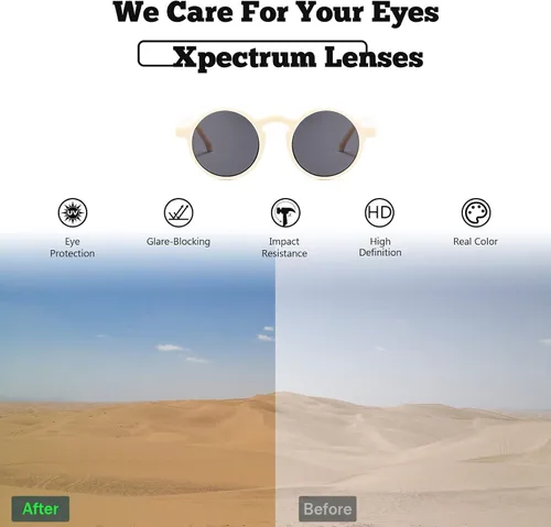Vista 4 de Xpectrum Gafas de sol redondas pequeñas unisex ligeras Hippie Circular Plástico Retro Lennon Boho Gafas