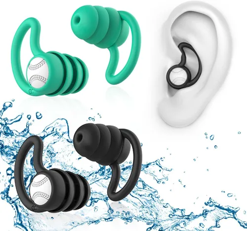 Vista 9 de Tapones para los oídos de natación impermeables, 1 par de tapones de silicona para los oídos para adultos y niños, tapones para los oídos