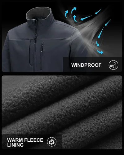 Vista 6 de 33,000ft Chaqueta ligera Softshell para hombre, con forro polar, rompevientos, impermeable, suave, para senderismo al aire libre