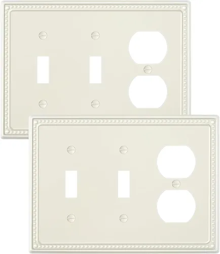 Vista 32 de Paquete de 2 cubiertas de placa de interruptor de luz de doble palanca, cubiertas decorativas de placa de doble interruptor Pearls, placa de pared