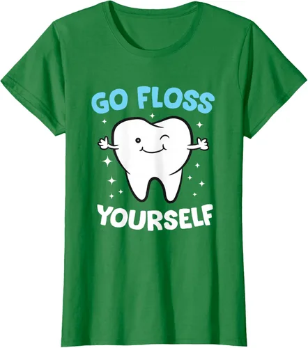 Vista 41 de Camiseta higienista dental, asistente dental, Go Floss Yourself dentista, Negro, S
