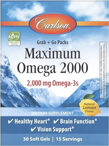 Vista 8 de Carlson Maximum Omega 2000 Grab + Go Packs Wild-Caught, paquete de 30