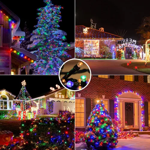 Vista 6 de JTSIOV - Cadena de luces de 10 metros/32 pies con 100 LED para árbol de Navidad, 8 modos, luces de hadas impermeables para exteriores, alimentadas