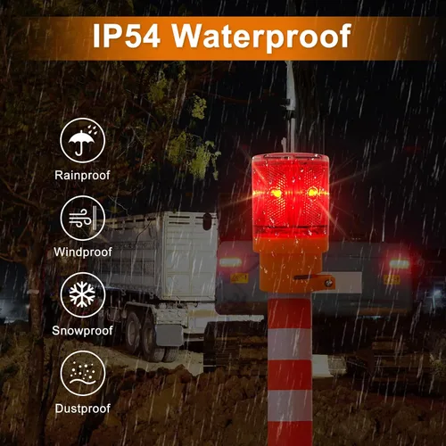 Vista 4 de Aolyty Luz LED solar estroboscópica de advertencia para construcción, seguridad en carretera, barricada, tráfico, señal de vehículo, lámpara