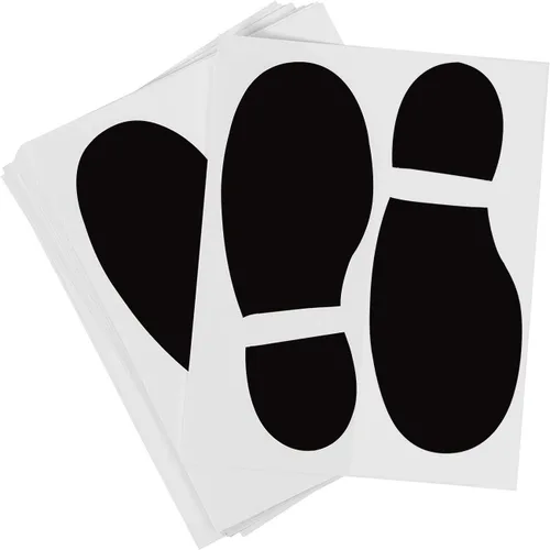 Vista 4 de 20 pares de 40 impresiones de zapatos negros de huellas de huellas de PVC calcomanías para oficina, escuela, suelo, pared, escaleras para guiar