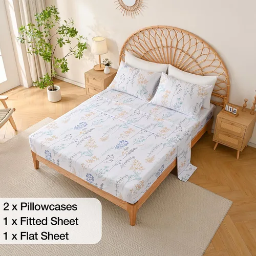 Vista 7 de Yibeizi - Juego de sábanas con estampado floral para cama de tamaño queen, sábanas de microfibra con patrón botánico boho, fundas para almohada