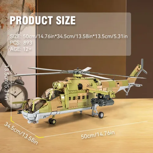 Vista 3 de DAHONPA MI-24S Helicóptero de Utilidad Media Militar del Ejército Conjunto de Ladrillos de Construcción de Avión, 850+ Piezas Bloques