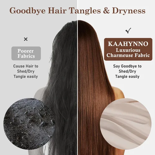 Vista 70 de Gorro de satén de seda ajustable para envolver el cabello para dormir, gorro de dormir de doble capa, turbante nocturno para cabello largo y rizado