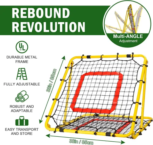 Vista 15 de BaseGoal Baseball Rebounder Net with Pitching Target,Easy Adjustable Angles Multi-Sport Training Rebound Screen, multi-angle pitch back; Strike