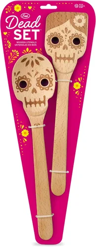 Vista 5 de Juego de 2 cucharas de madera para el Día de los Muertos