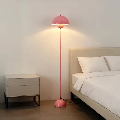 Vista 2 de SUNLLOK Lámpara de pie con maceta para sala de estar, pantalla de cúpula de metal con interruptor de pie, moderna lámpara de pie de lectura