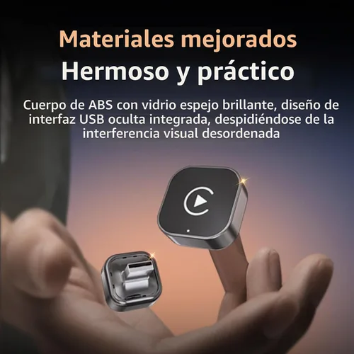 Vista 7 de Adaptador inalámbrico CarPlay y Android Auto con cable CarPlay a dispositivo inalámbrico, mini en forma de T 2 en 1 para auto USB Plug and Play Auto