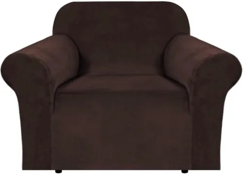 Vista 90 de H.VERSAILTEX Fundas de terciopelo elástico para sofá de dos plazas, fundas para sofá de 2 cojines para sala de estar, fundas deslizables con correas