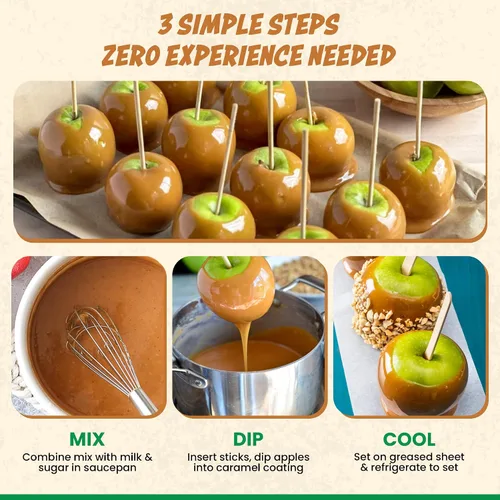 Vista 4 de Concord Foods Kit de manzana caramelo: regalo favorito de otoño, disfruta de manzanas masticables. Hace 10 manzanas de caramelo por caja, 5 onzas
