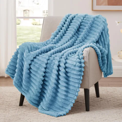 Vista 39 de EXQ Home Manta suave y suave de forro polar, acogedora y ligera para sofá o cama, manta de franela cálida y mullida para todas las estaciones