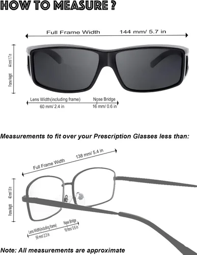 Vista 3 de The Fresh - Lentes de sol polarizados, de alta definición y envolventes para uso sobre anteojos - Estuche de piel para anteojos
