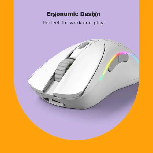 Vista 2 de Glorious Gaming - Mouse ergonómico inalámbrico modelo D 2, superligero 2.33 oz, hasta 210 horas de duración de la batería, sensor óptico de 26 K, 6