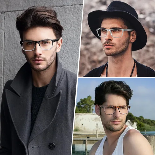 Vista 7 de Paquete de 5 lentes de lectura de gran tamaño con bloqueo de luz azul para hombre, cuadrados grandes, para lectores anchos para hombres, cabeza