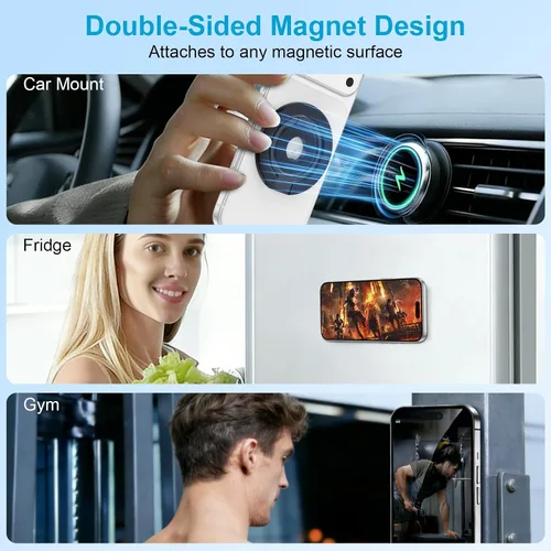 Vista 7 de Agarre magnético para teléfono, soporte plegable MagSafe para teléfono celular, soporte de anillo magnético de dos caras para Samsung Galaxy S26 S25