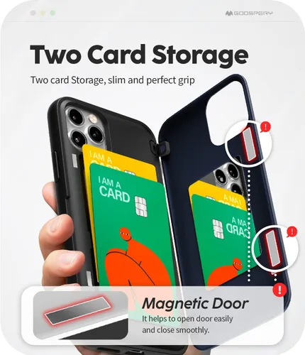 Vista 3 de GOOSPERY Parachoques magnético para puerta compatible con iPhone 11 Pro, tarjetero tipo cartera, cierre automático, protección de doble capa Azul