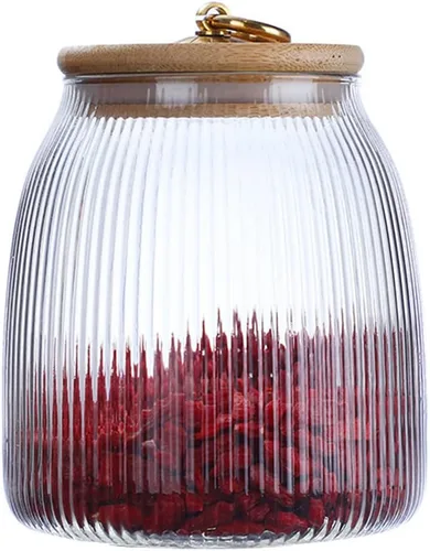 Vista 9 de Tarro de vidrio para dulces Recipiente de almacenamiento de alimentos Tarro para té y granos de café con tapa de madera sellada, 13oz, 400ml