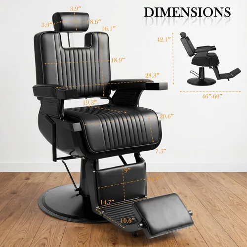 Vista 7 de Silla de peluquería reclinable para peluquería, silla de peluquería profesional para estilista, silla giratoria de 360 grados con reposacabezas