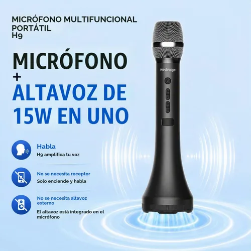 Vista 2 de Amplificador inalámbrico de voz del micrófono de Bluetooth con 3 efectos de sonido H9