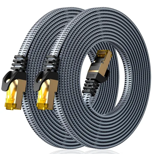 Vista 10 de ARISKEEN Cable Ethernet Cat 8 de 1 pie, paquete de 2 unidades, cable de conexión de red LAN Cat8 de alta velocidad, cable de Internet plano RJ45