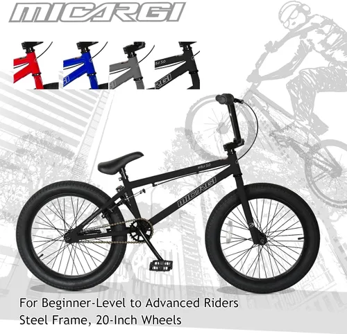 Vista 6 de MICARGI MBX Hi-Ten - Bicicleta para principiantes de estilo libre con marco de acero de 20 pulgadas para niños o adultos, de 5 pies a 6 pies y 2
