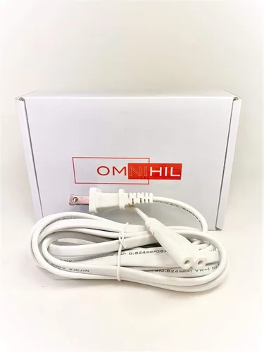 Vista 2 de OMNIHIL - Cable de alimentación de CA blanco de 10 pies de largo compatible con máquina de coser electrónica Singer Ingenuity 7436