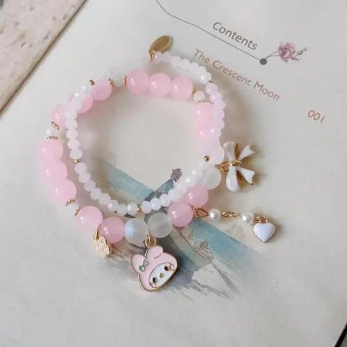 Vista 3 de NIQIPOK Juego de pulseras Kawaii con cuentas de cristal elástico de dibujos animados para joyas de amistad