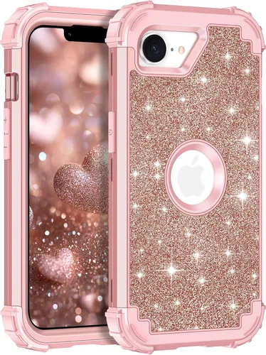 Vista 11 de LONTECT Funda para iPhone 15 Plus con purpurina brillante 3 en 1, a prueba de golpes, resistente, híbrida, resistente, funda protectora de alto