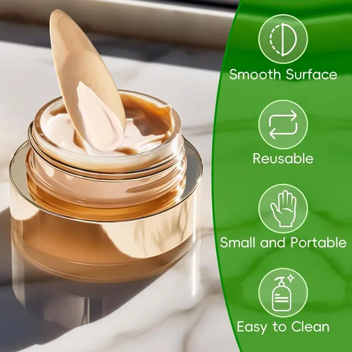 Vista 6 de SmallCat Aplicadores desodorantes, aplicador de crema de bambú, espátula de maquillaje multifuncional, mini cuchara para barro de arcilla cosmética