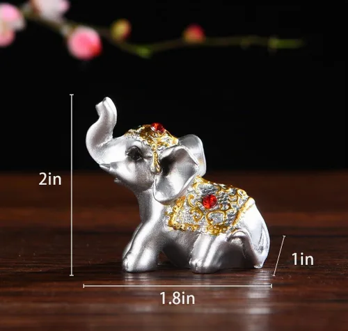 Vista 2 de Brass Statu BRABUD BS122 - Juego de 6 estatuas de elefantes pequeños de resina plateada para decoración del hogar, colección de regalo (plateado)