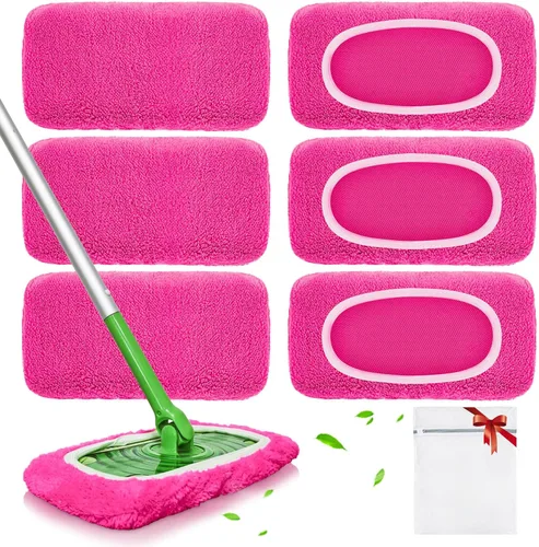 Vista 21 de Almohadillas de microfibra reutilizables compatibles con trapeador Swiffer Sweeper Mop Verde bosque