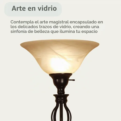 Vista 7 de LIGHTACCENTS Lámpara de pie de bronce con pantalla de cristal de alabastro remolino ámbar - Elegante lámpara de pie para decoración del hogar
