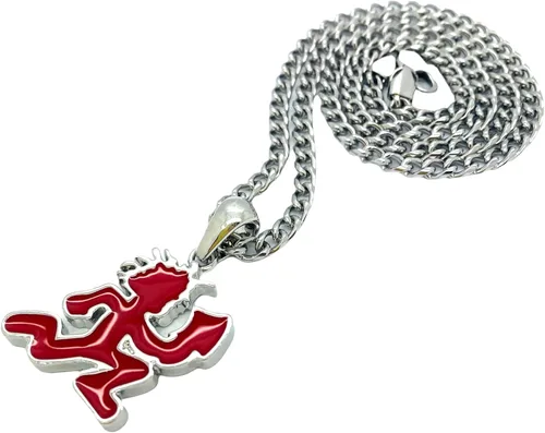 Vista 2 de Shiny Jewelers USA COLGANTE HIP HOP HOP PARA HOP ORO PLATA NEGRO GRANDE CON CADENA CUBANA DE 0.197 in (RojoPlata), No es una piedra preciosa